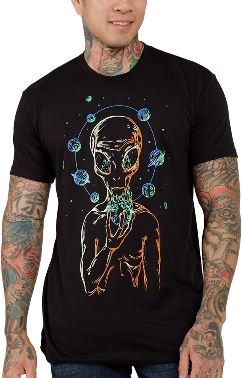 Planetary Countdown Mens Graphic Tee - Cool Novelty Design Crewneck T Shirts for Guys (Black, Small)