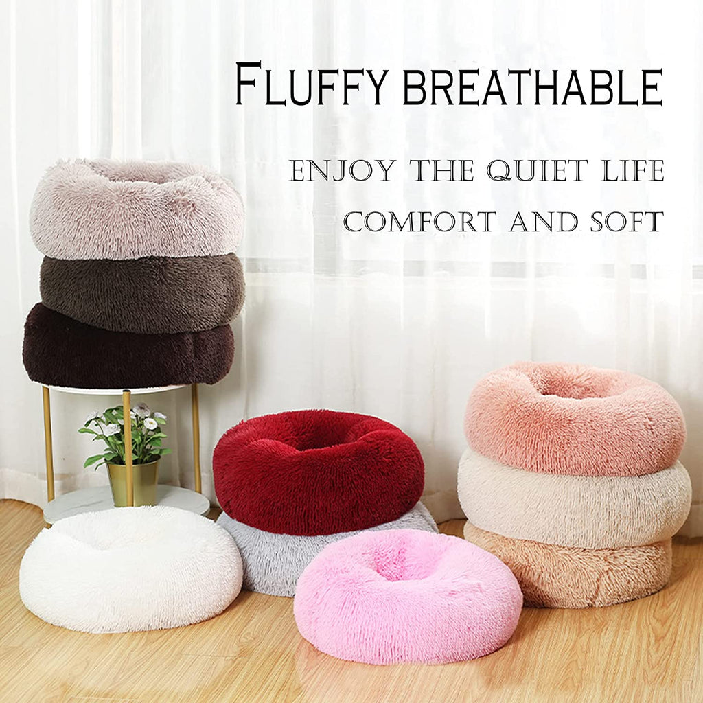 Dog Beds for Medium Dogs, Puppy Bed, Calming Dog Bed, Pet Bed, Anti-Anxiety Donut Dog Cuddler Bed, Warming Cozy Soft Dog round Bed (24 Inch, Dark Grey)