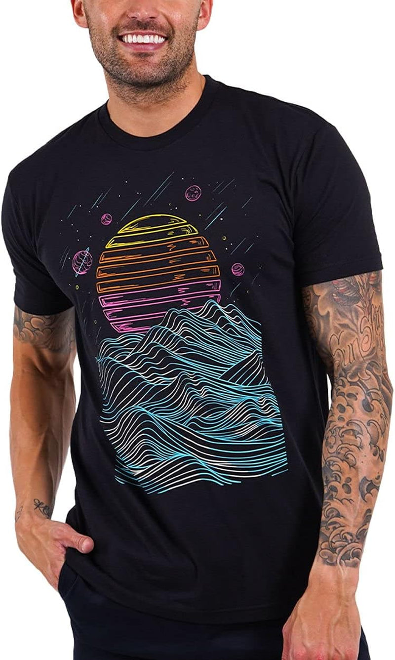Vapor Space Mens Graphic Tee - Cool Novelty Design Crewneck T Shirts for Guys (Black, X-Large)
