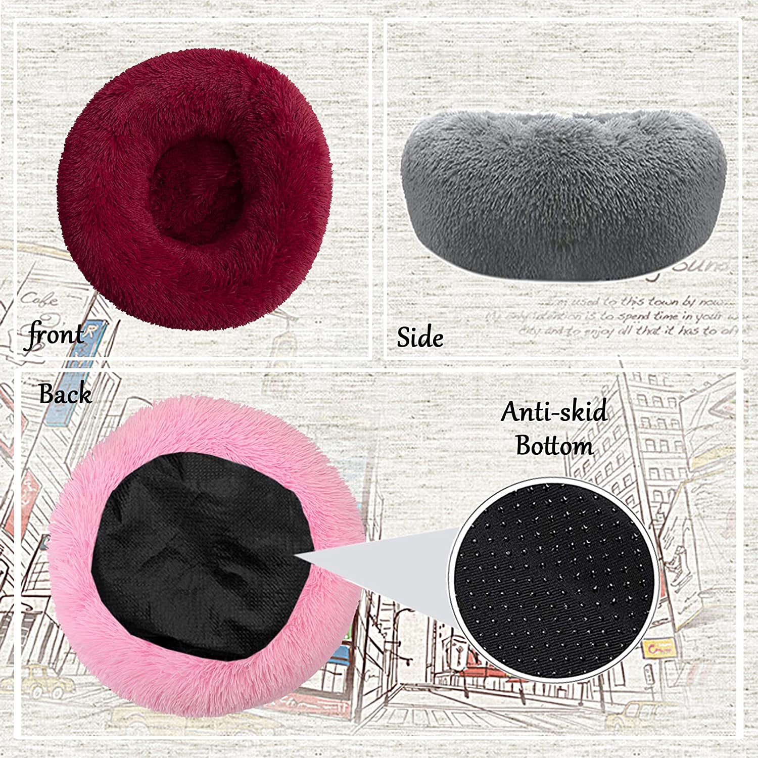 Dog Beds for Medium Dogs, Puppy Bed, Calming Dog Bed, Pet Bed, Anti-Anxiety Donut Dog Cuddler Bed, Warming Cozy Soft Dog round Bed (24 Inch, Dark Grey)